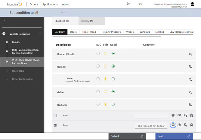 VHC Service Checklist